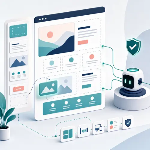 AI arranging modular Elementor page blocks with guardrails