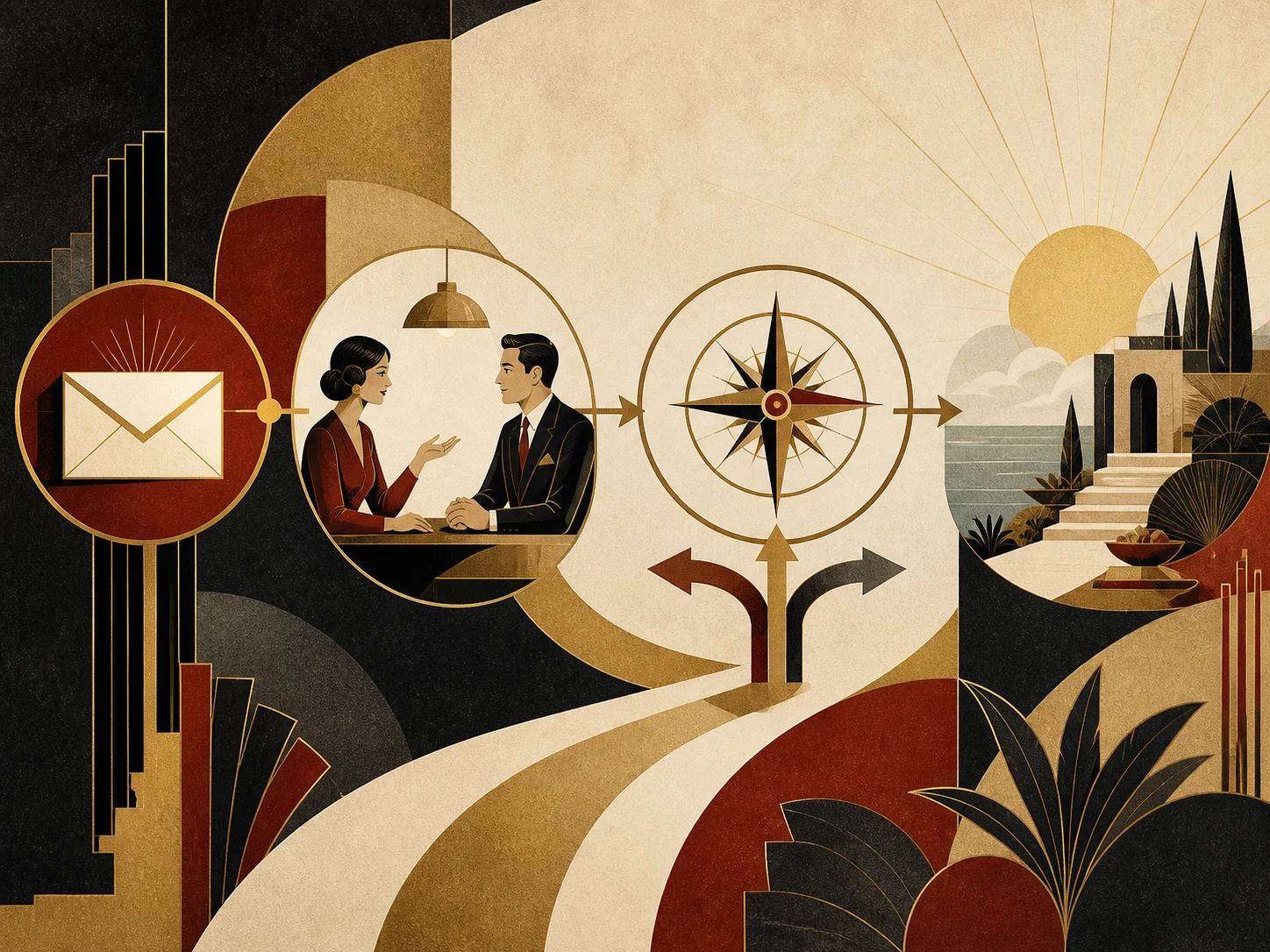 Illustration of a helpful conversation, email, and a clear path forward