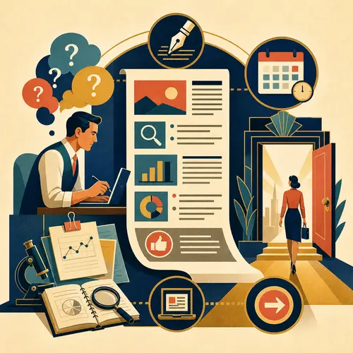 Illustration of turning customer questions and research into a useful business article and next step