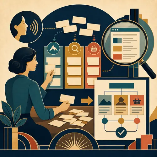 Illustration of buyer language sorted into search intent groups and page decisions