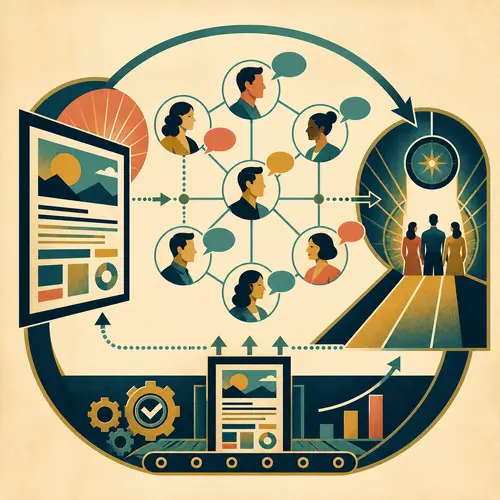 Illustration of useful content moving through a social network toward qualified discovery