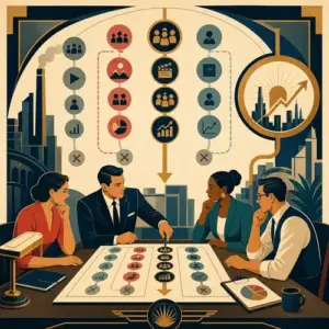 Illustration of selecting a social platform by audience, content, team capacity, measurement, and business value