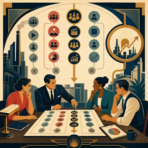 Illustration of selecting a social platform by audience, content, team capacity, measurement, and business value