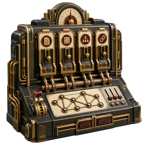 Art Deco control machine representing MCP Abilities - Toolset for structured WordPress content models