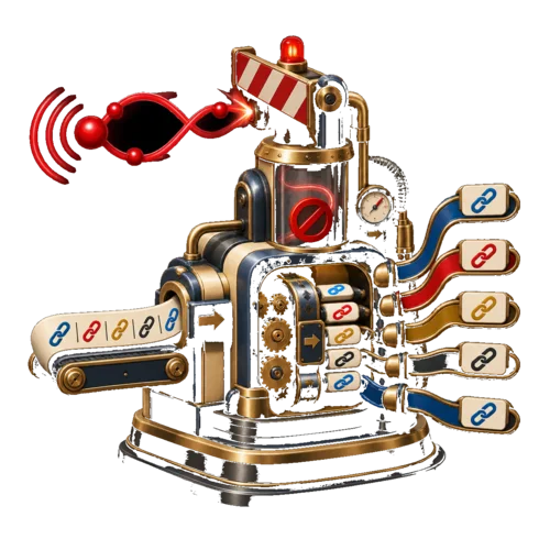Art Deco machine stopping a ping signal while separating additional URL paths.