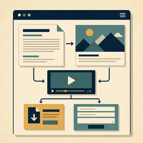 Website content pieces feeding a visitor decision path