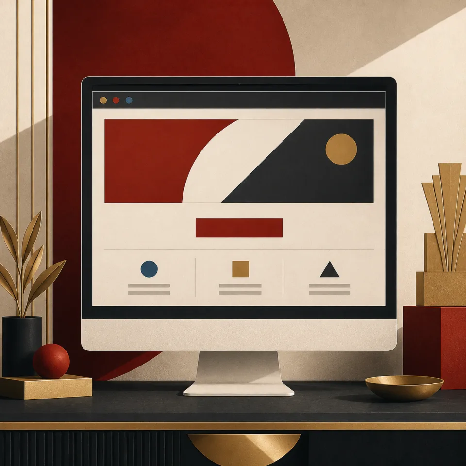 Art Deco illustration of a clear website layout with one focused message and call to action
